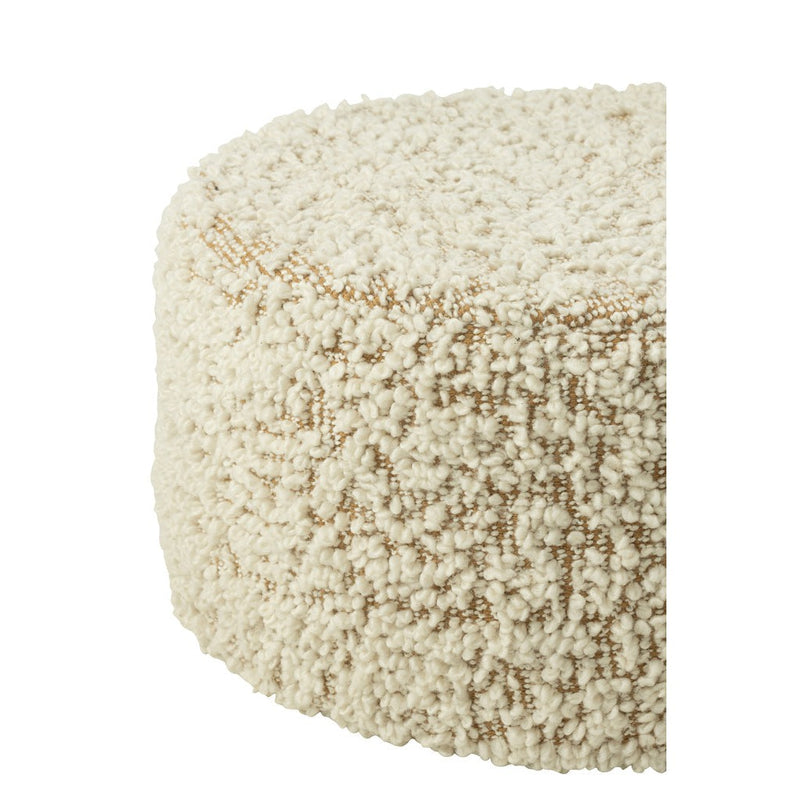 Poef Naturel Eucalyptus Bouclé Rond 60 cm 60x60x30 cm-Poefs-J-Line