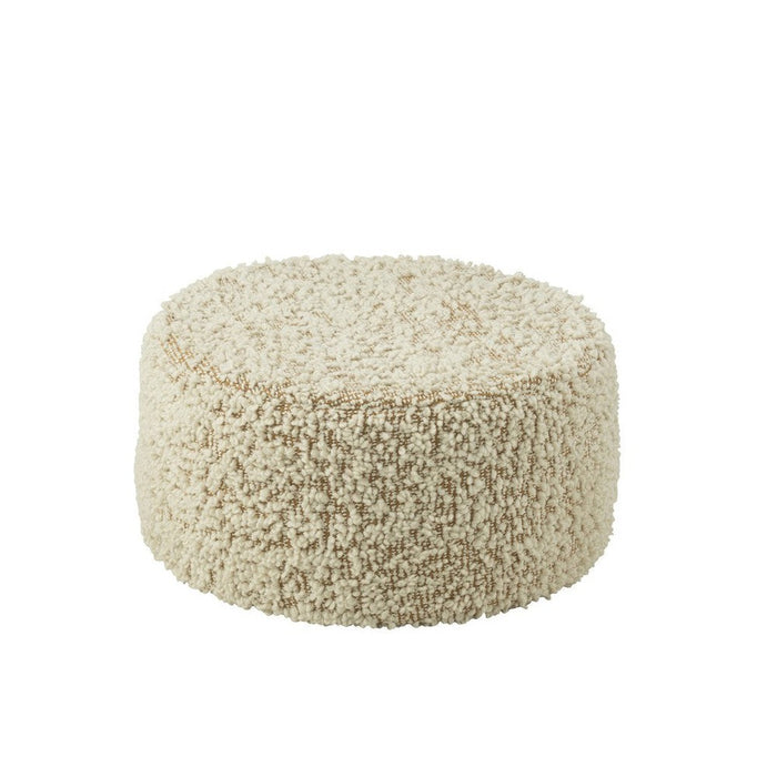 Poef Naturel Eucalyptus Bouclé Rond 60 cm 60x60x30 cm-Poefs-J-Line