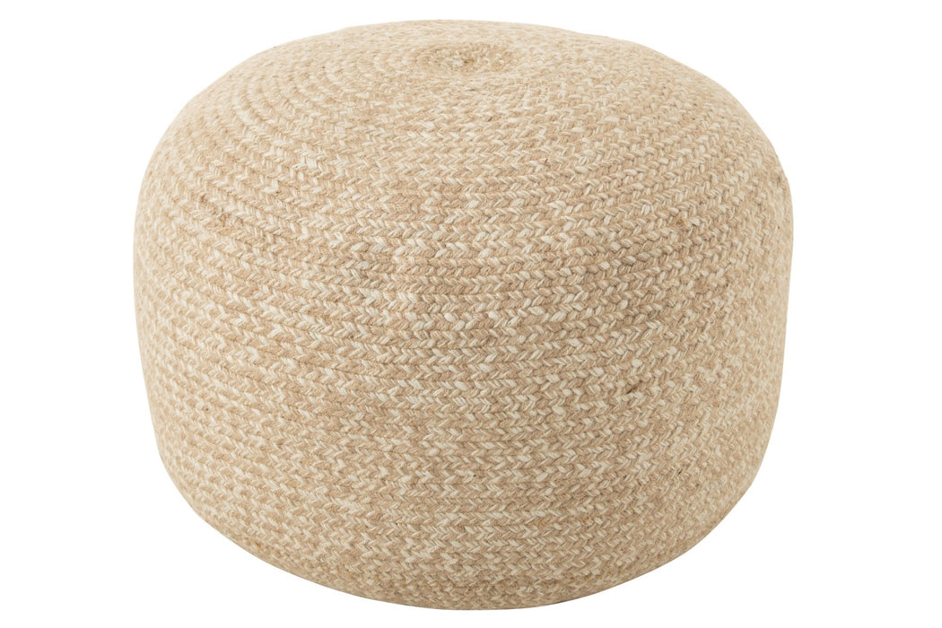 Poef Naturel Polyester Miami 50 cm 50x50x35 cm-Poefs-J-Line