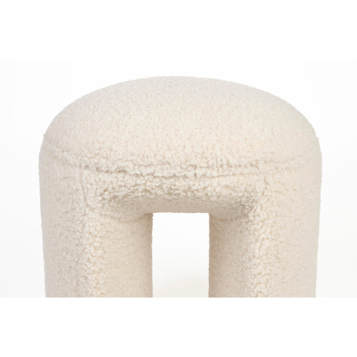 Poef Noxx Polyester, MDF Wit Ø42x46 cm-Krukken-Creating Home