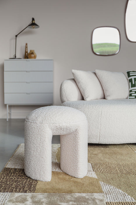 Poef Noxx Polyester, MDF Wit Ø42x46 cm-Krukken-Creating Home