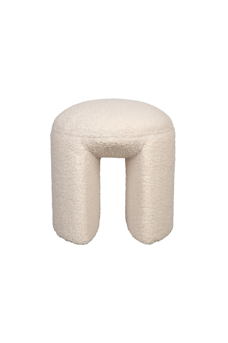 Poef Noxx Polyester, MDF Wit Ø42x46 cm-Krukken-Creating Home