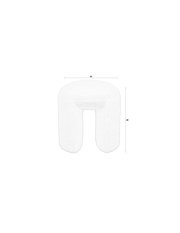 Poef Noxx Polyester, MDF Wit Ø42x46 cm-Krukken-Creating Home