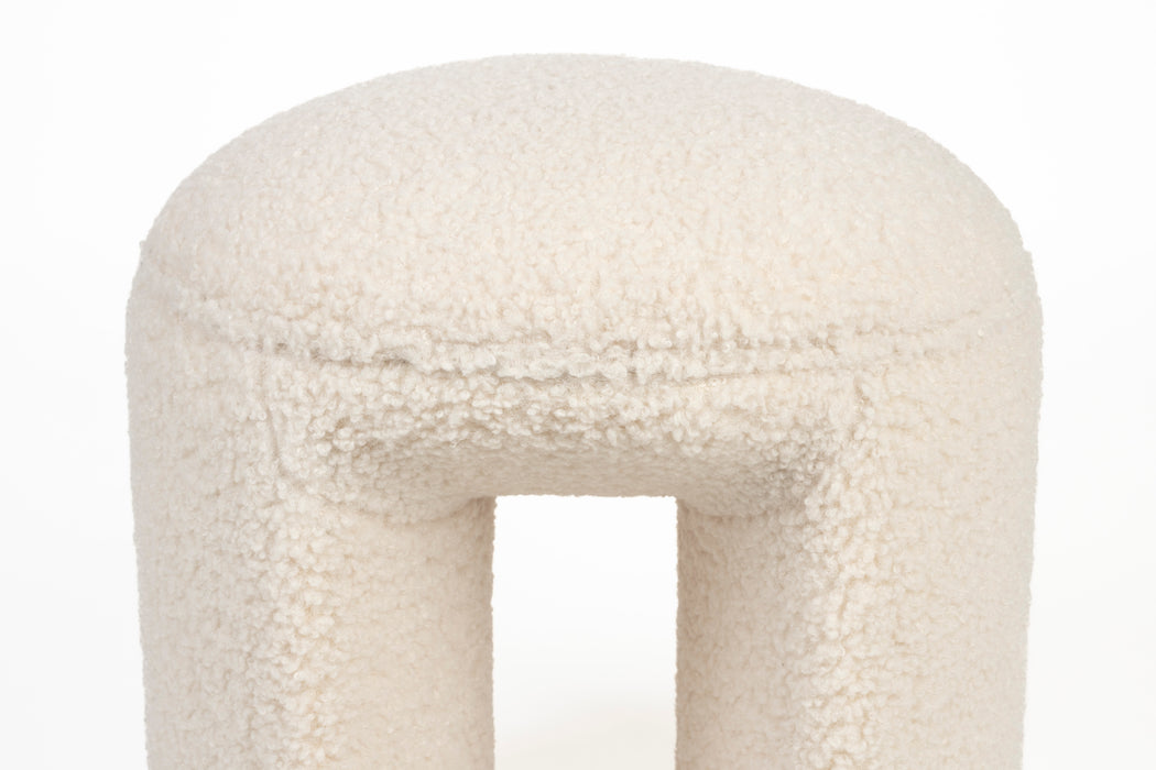 Poef Noxx Polyester, MDF Wit Ø42x46 cm-Poefs-Creating Home