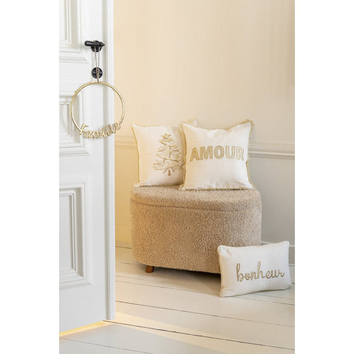 Poef Opslag Teddy Polyester Beige 40 cm 40x80x48 cm-Poefs-J-Line