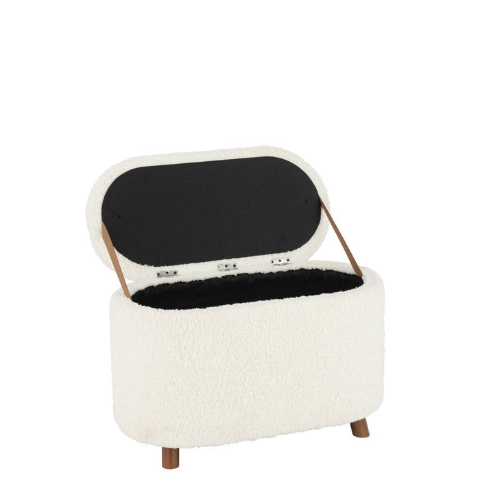 Poef Opslag Teddy Polyester Wit 40 cm 40x80x48 cm-Poefs-J-Line