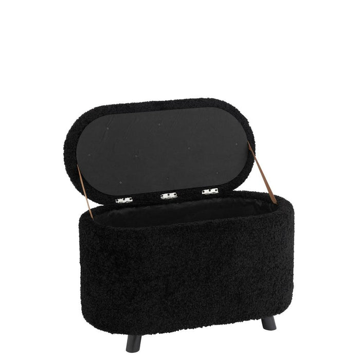 Poef Opslag Teddy Polyester Zwart 40 cm 40x80x48 cm-Poefs-J-Line