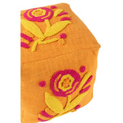 Poef Oranje Katoen Bloemen Vierkant 40 cm 40x40x40 cm-Poefs-J-Line