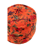 Poef Oranje Katoen Velvet Vogels Rond 40 cm 40x40x30 cm-Poefs-J-Line