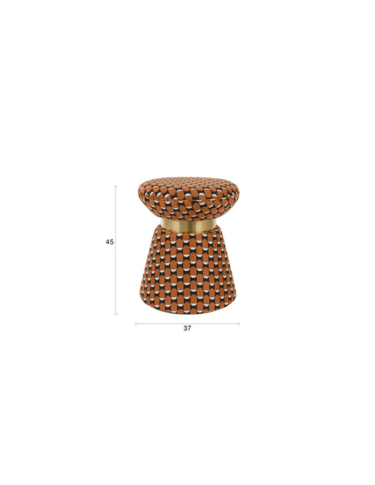 Poef Pin Metaal, Polyester, MDF Bruin Ø37x45 cm-Poefs-Creating Home