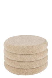 Poef Rond Teddy Polyester Beige 65 cm 65x65x40 cm-Poefs-J-Line