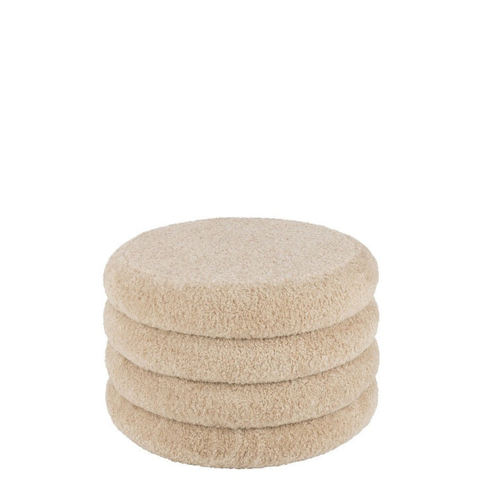 Poef Rond Teddy Polyester Beige 65 cm 65x65x40 cm-Poefs-J-Line