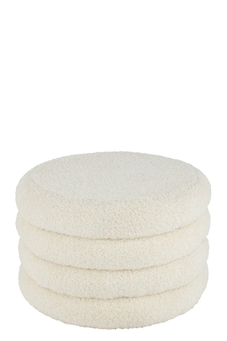 Poef Rond Teddy Polyester Wit 65 cm 65x65x40 cm-Poefs-J-Line