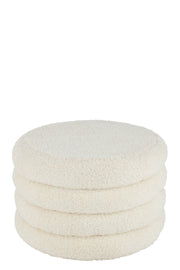 Poef Rond Teddy Polyester Wit 65 cm 65x65x40 cm-Poefs-J-Line