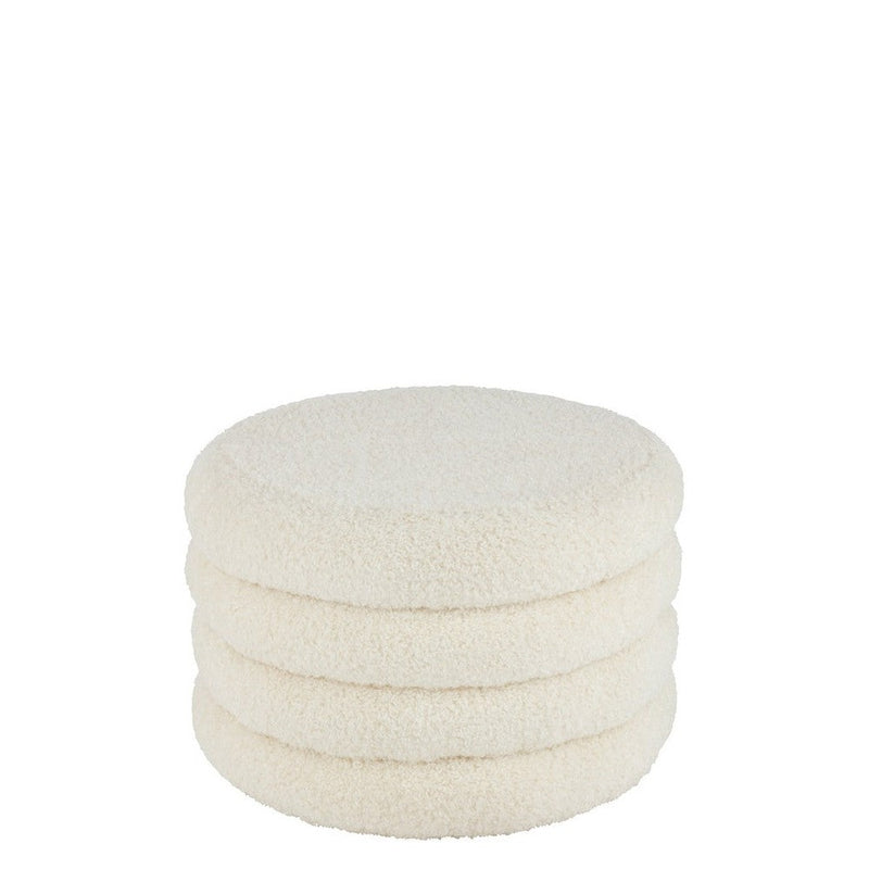Poef Rond Teddy Polyester Wit 65 cm 65x65x40 cm-Poefs-J-Line