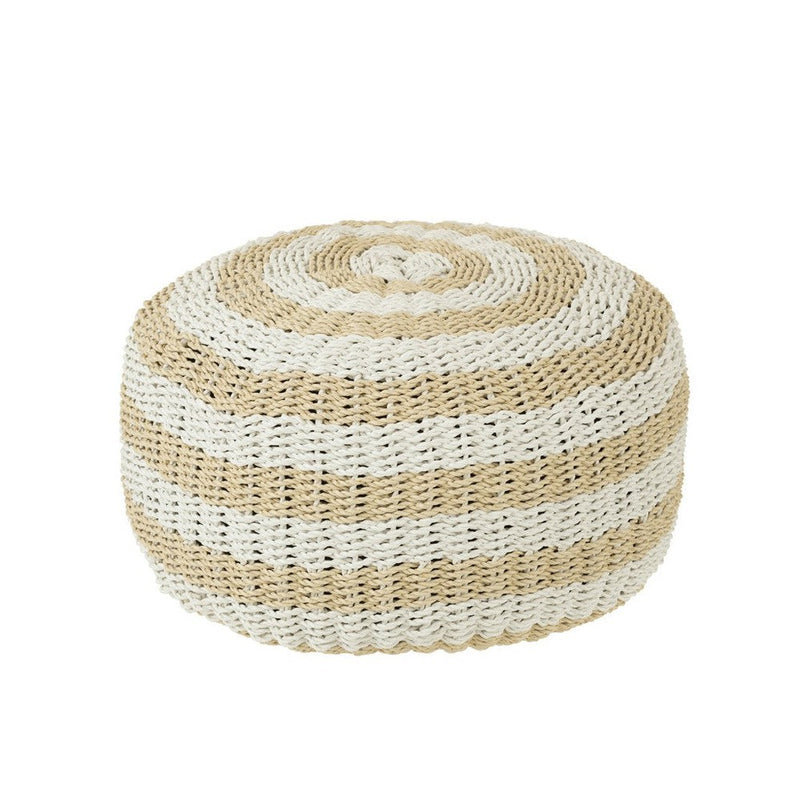 Poef Rond Wit Kunststof Geweven 50 cm 50x50x45 cm-Poefs-J-Line