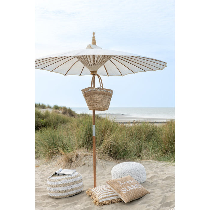 Poef Rond Wit Kunststof Geweven 50 cm-Poefen-J-Line