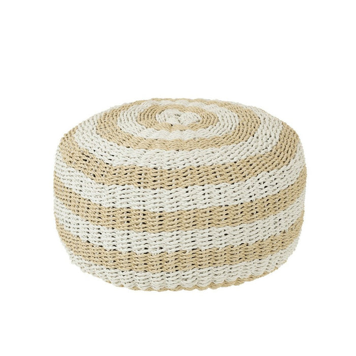 Poef Rond Wit Kunststof Geweven 50 cm-Poefen-J-Line
