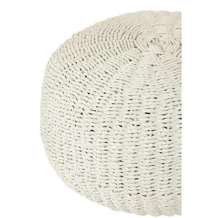 Poef Rond Wit Kunststof Geweven 50 cm - Uni-Poefen-J-Line