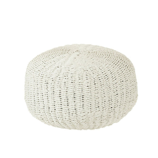 Poef Rond Wit Kunststof Geweven 50 cm - Uni-Poefs-J-Line