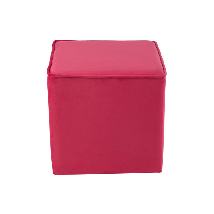 Poef Roze Velours Kubus J-Line 37 cm 37x37x37 cm-Poefs-J-Line