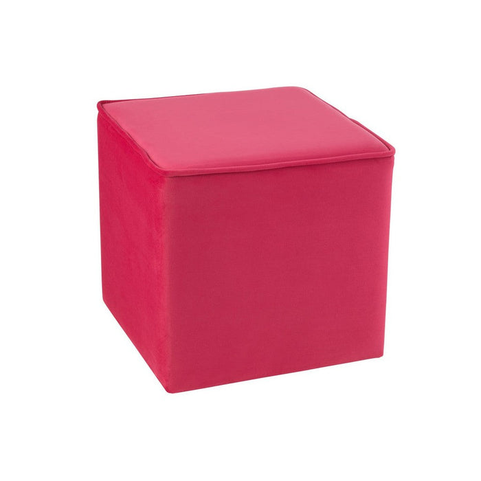 Poef Roze Velours Kubus J-Line 37 cm 37x37x37 cm-Poefs-J-Line