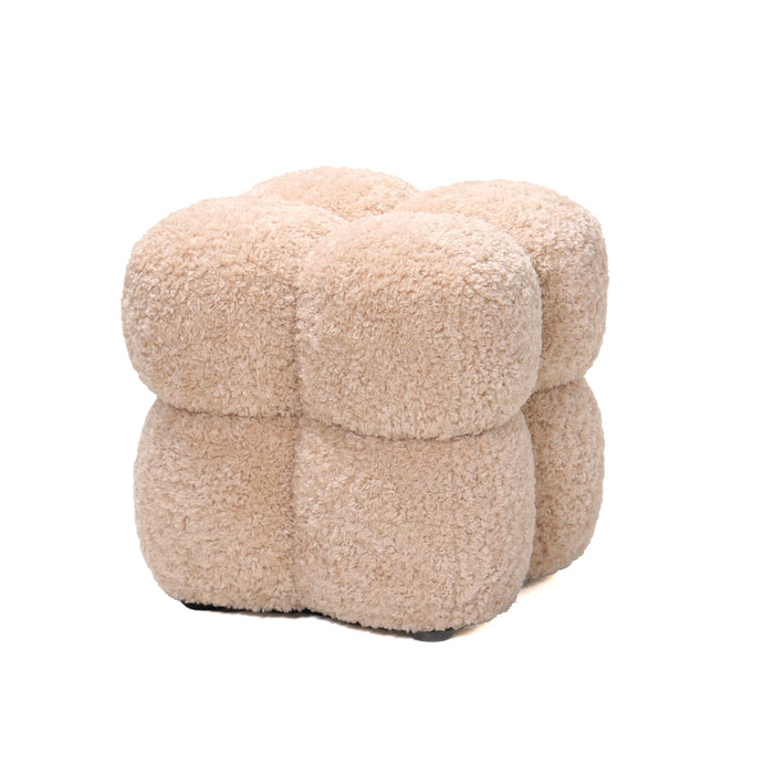 Poef Teddy Polyester Beige-Poefs-PTMD