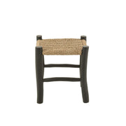 Poef Vierkant Teakhout Zeegras Zwart/Naturel 40 cm 40x40x45 cm-Poefs-J-Line