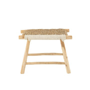 Poef Waverly Teakhout Naturel/Wit 38 cm 38x60x45 cm-Poefs-J-Line