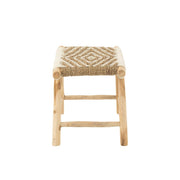 Poef Waverly Teakhout Naturel/Wit 38 cm 38x60x45 cm-Poefs-J-Line