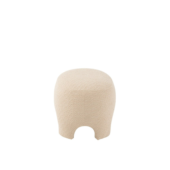 Poef Wit Gebreid Stof en Hout 41 cm-Poefen-J-Line