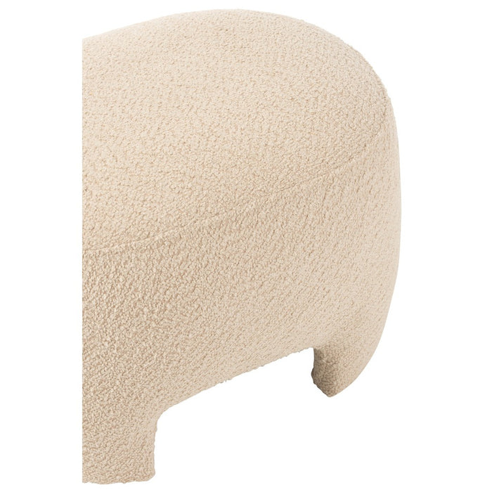 Poef Wit Gebreid Stof en Hout 41 cm-Poefen-J-Line
