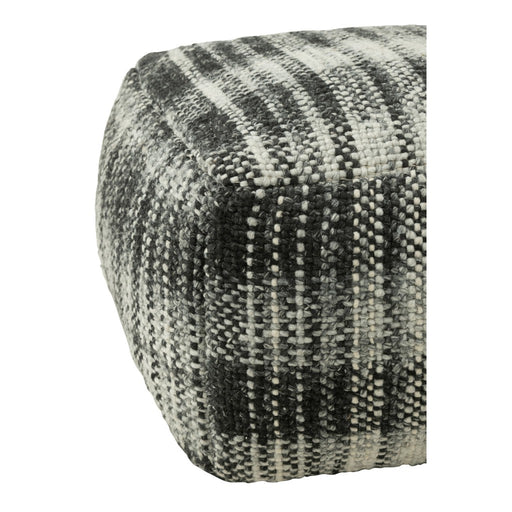 Poef Zwart Wol Geblokt Vierkant 60 cm 60x60x35 cm-Poefs-J-Line