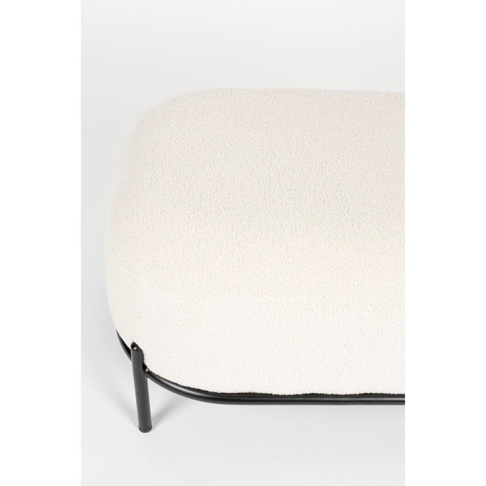 Polly Hocker Teddy Ivoor Crème Stof 66 cm-Poefen-Creating Home