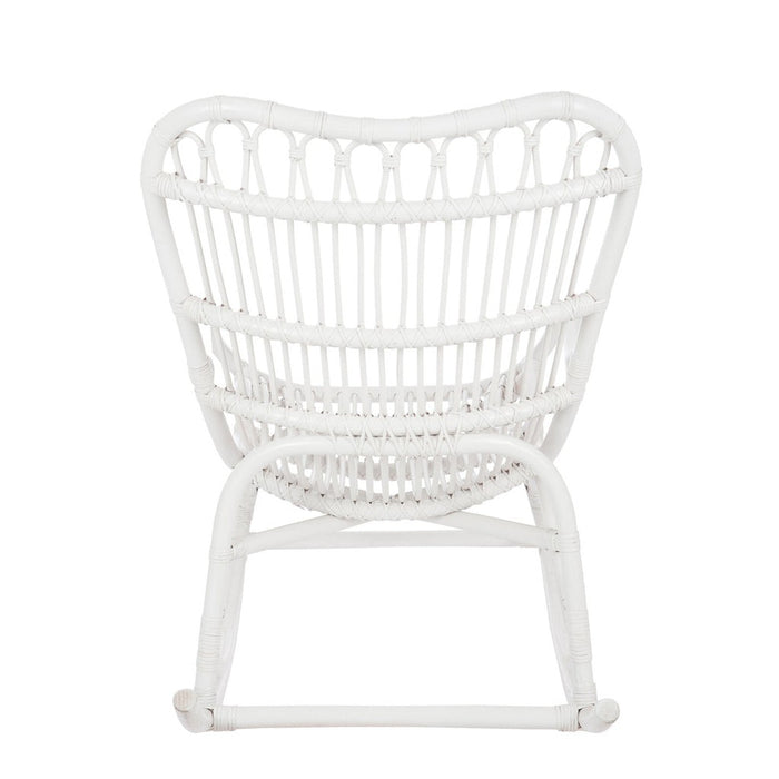 Rocking Stoel Rotan Wit 70x110x97 cm-Eetkamerstoelen-J-Line