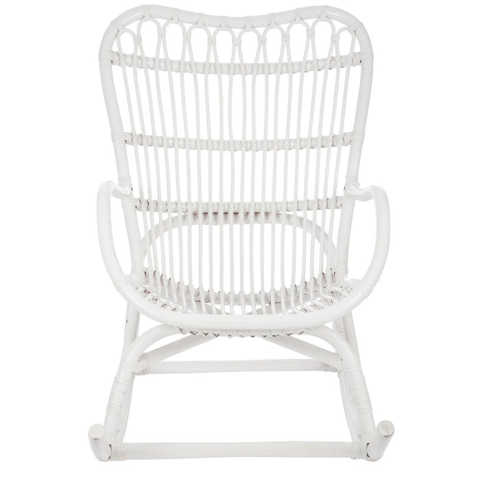 Rocking Stoel Rotan Wit 70x110x97 cm-Eetkamerstoelen-J-Line