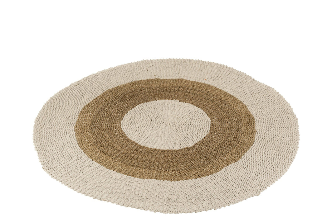Rond vloerkleed Wit Zeegras Rond 150 cm 150x150x1 cm-Ronde vloerkleden-J-Line