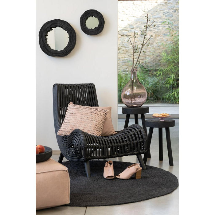 Rond vloerkleed Zwart Jute Rond 150 cm 150x150x1 cm-Ronde vloerkleden-J-Line