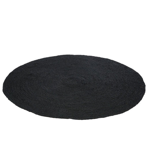 Rond vloerkleed Zwart Jute Rond 150 cm 150x150x1 cm-Ronde vloerkleden-J-Line