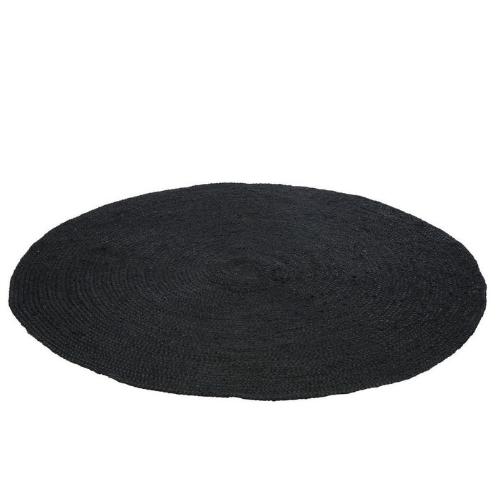Rond vloerkleed Zwart Jute Rond 150 cm 150x150x1 cm-Ronde vloerkleden-J-Line