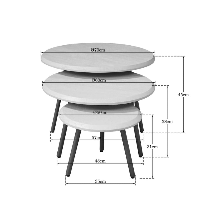 Ronde salontafelset Ohio Zand Mangohout 70 cm-Salontafels-Creating Home