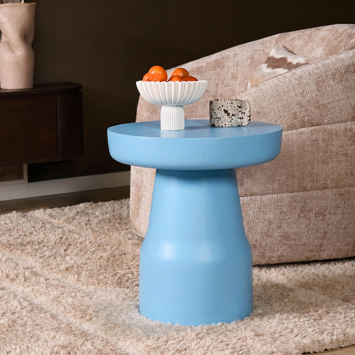 STARFURN Bijzettafel Drum Blauw Mangohout 40 cm 40x40x42 cm-Bijzettafels-Starfurn