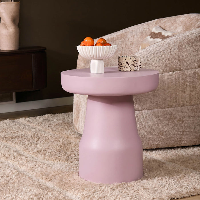 STARFURN Bijzettafel Drum Roze Mangohout 40 cm 40x40x42 cm-Bijzettafels-Starfurn