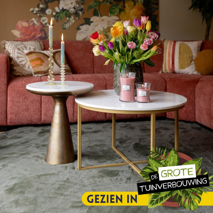 STARFURN Bijzettafel Essy Groot Wit marmer 45 cm 45x45x50 cm-Bijzettafels-Starfurn