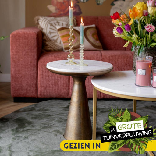 STARFURN Bijzettafel Essy Groot Wit marmer 45 cm 45x45x50 cm-Bijzettafels-Starfurn