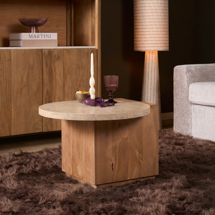 STARFURN Bijzettafel Numa Naturel Travertin 60 cm-Bijzettafels-Starfurn