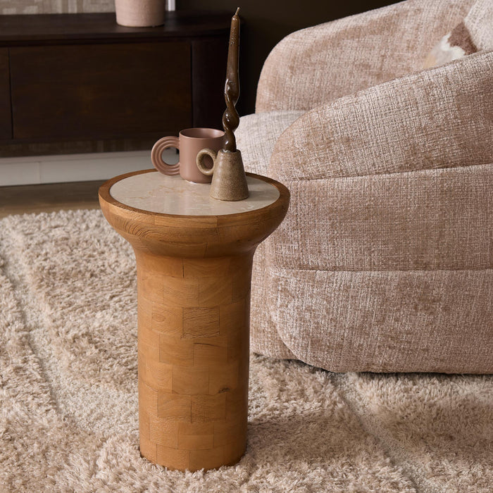 STARFURN Bijzettafel Zoë Naturel Travertin 33 cm-Bijzettafels-Starfurn