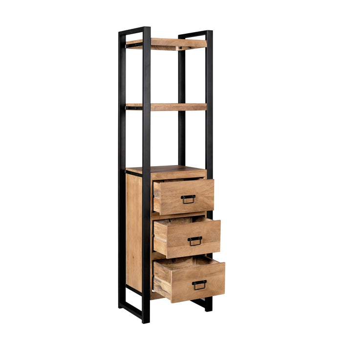 STARFURN Boekenkast Britt Mangohout Naturel 55cm Met Lades-Boekenkasten-Starfurn