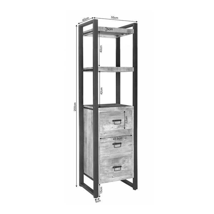 STARFURN Boekenkast Britt Mangohout Naturel 55cm Met Lades-Boekenkasten-Starfurn