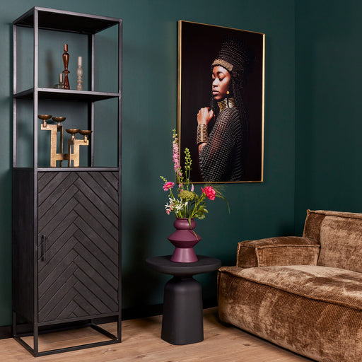 STARFURN Boekenkast New York Mangohout en staal 1 deur 55x45x200 cm-Boekenkasten-Starfurn